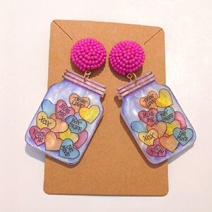 Fashion Jewelry Pink and Multicolor Heart Earrings